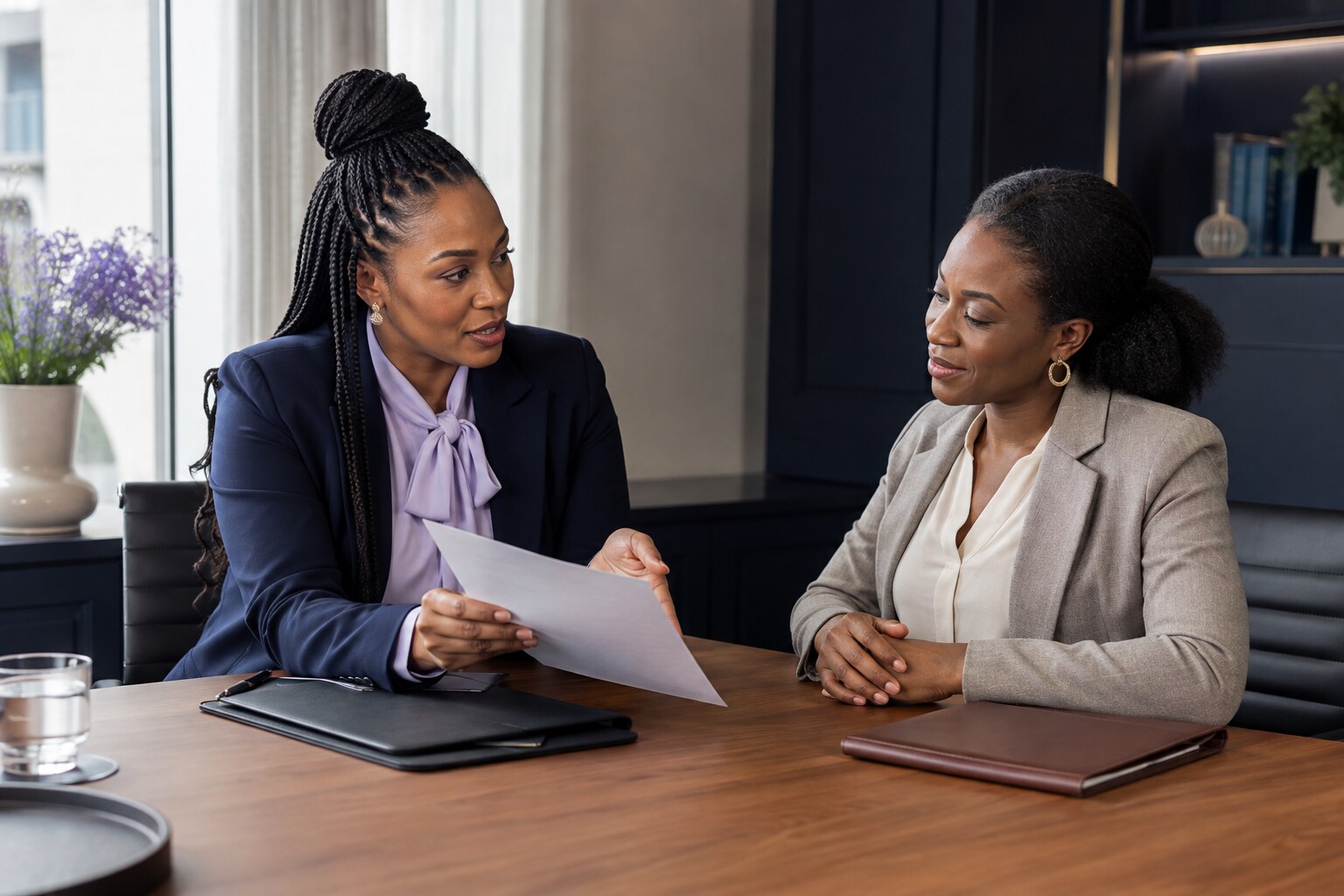 African woman attorney in a family-law consultation